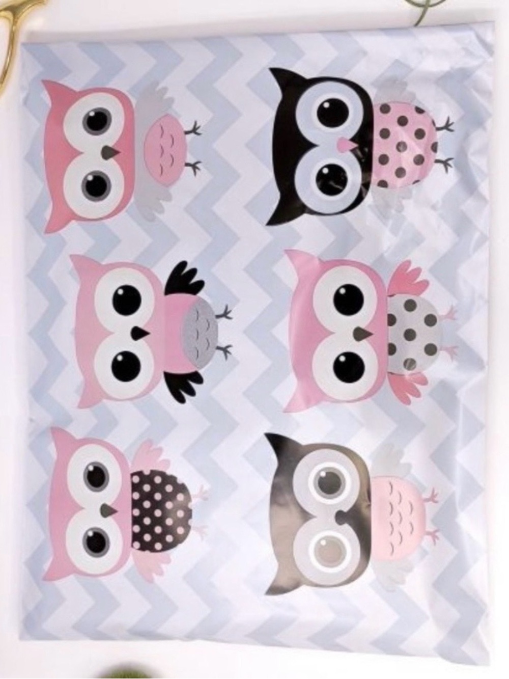 Polymailers: (20) 10x13 Pink & Gray Owl